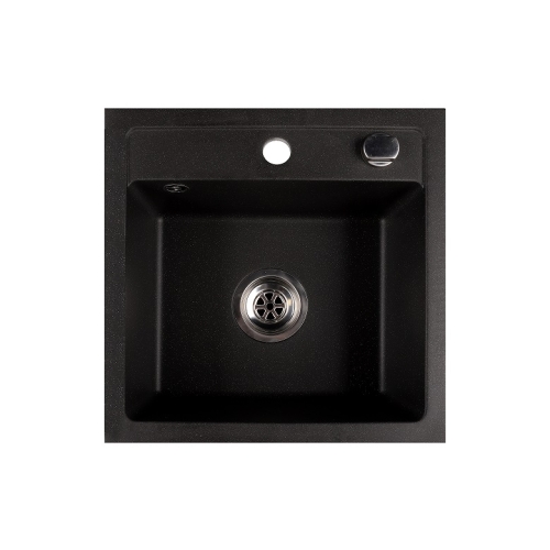 Zlewozmywak granitowy 1 komorowy nablatowy Ela czarny z brokatem